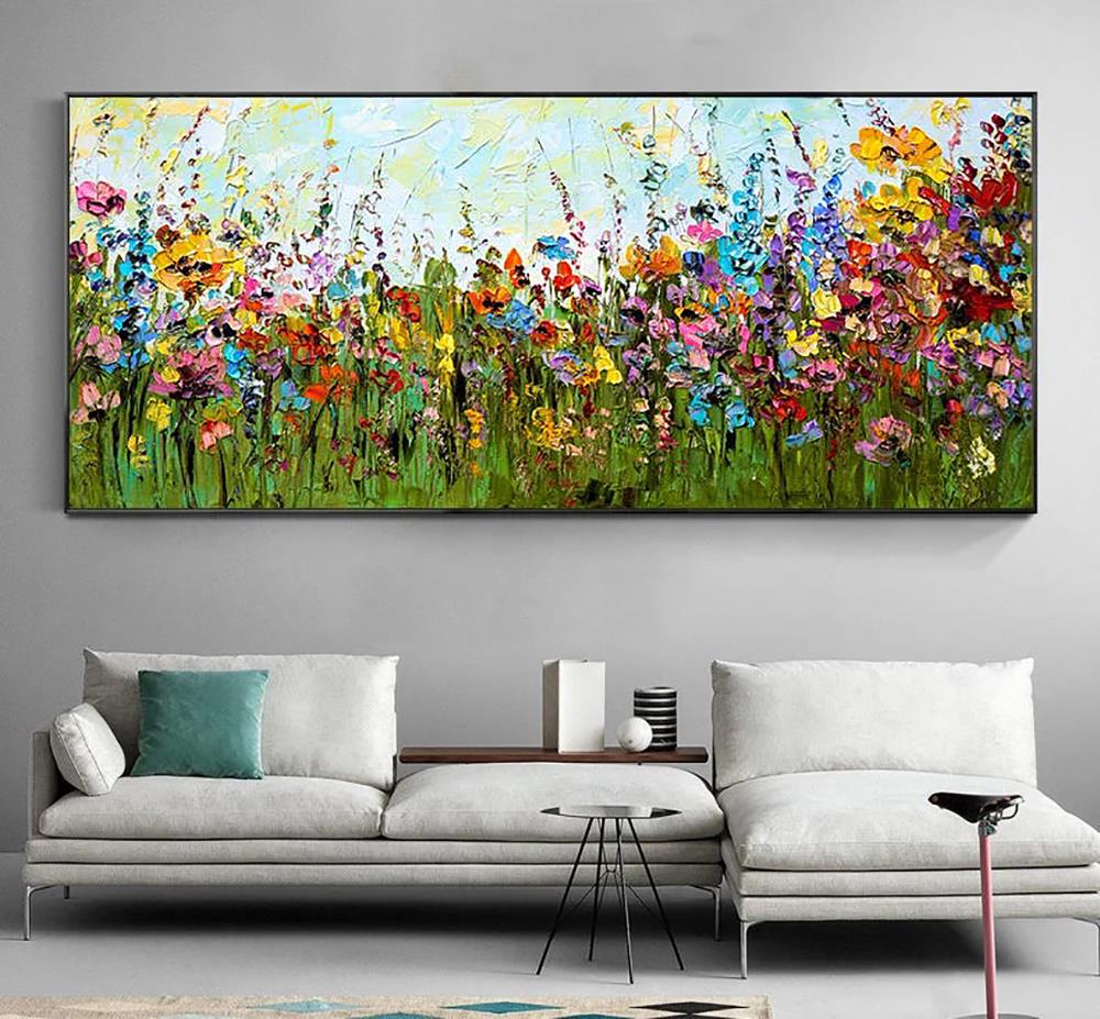 Boho flowers by Palette Knife wall decor Oil Paintings
